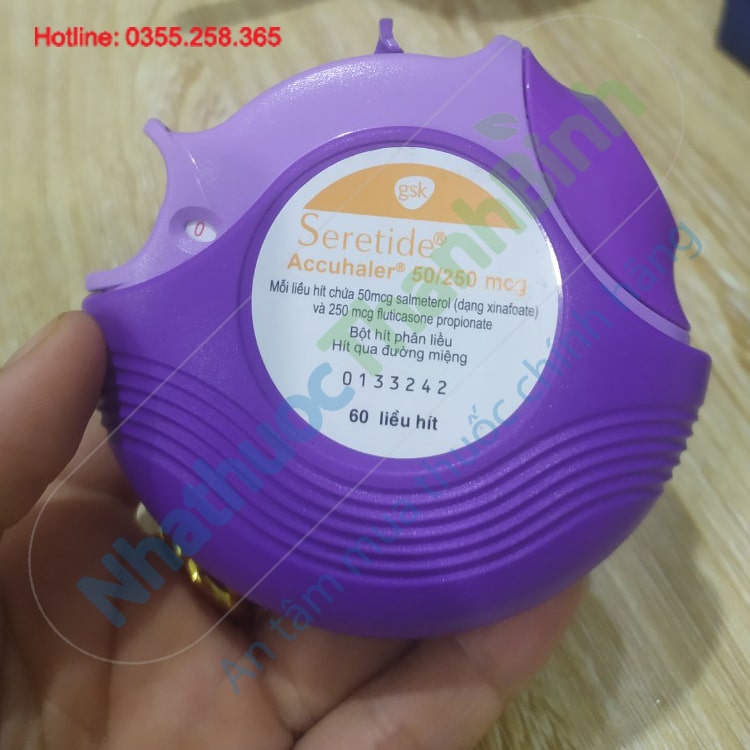 Bột seretide accuhaler 50/250mcg gsk 60 liều hít trị hen phế quản