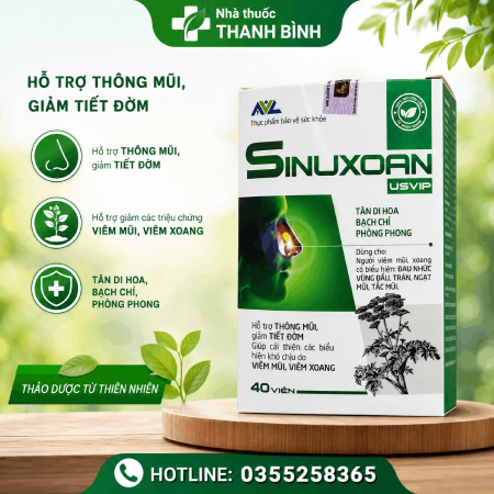 SinuXoan USVIP – Hỗ trợ thông mũi, giảm ngạt mũi, cải thiện viêm mũi viêm xoang hiệu quả