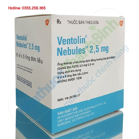 Thuốc khí dung Ventolin Nebules 2.5mg trị co thắt phế quản
