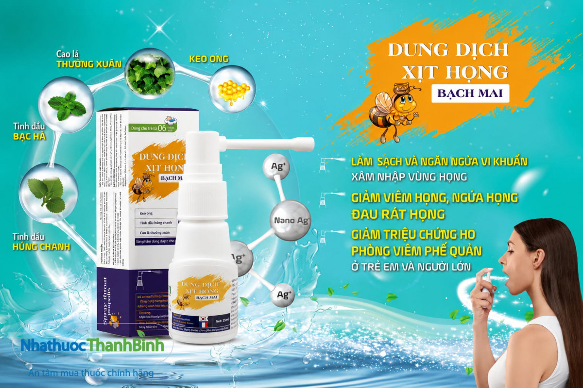 Xịt Họng Bạch Mai phù hợp cho trẻ em từ 6 tháng tuổi người lớn và phụ nữ mang thai