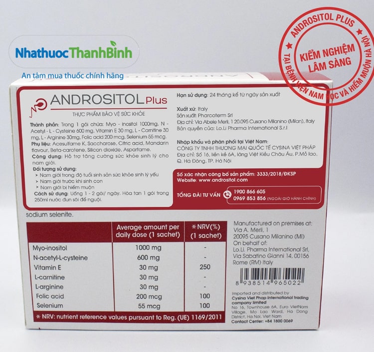 Andrositol Plus là một trong những sản phẩm được các chuyên gia đầu ngành khuyên dùng