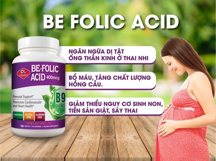 Be Folic Acid ngăn ngừa dị tật ống thần kinh ở thai nhi