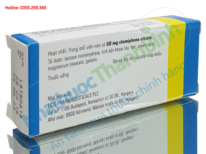 Thuốc Clostilbegyt chứa Clomifene 50mg