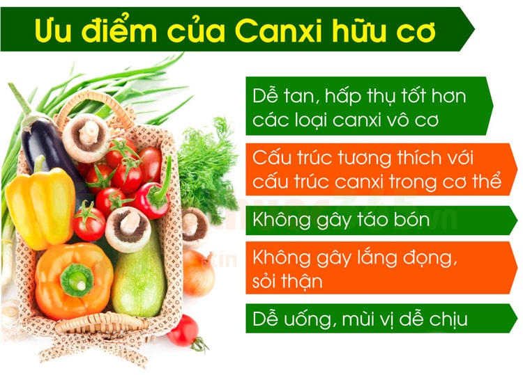 Những ưu điểm của canxi hữu cơ