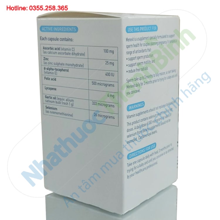 Viên uống bổ tinh trùng Menevit hộp 90 viên chính hãng Úc