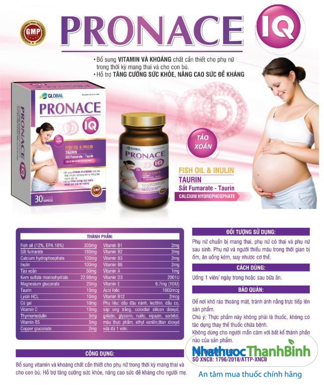 Pronace IQ tốt cho phụ nữ mang thai người mệt mỏi cơ thể suy nhược thiếu máu