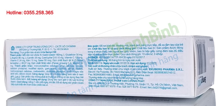 Semyn 100 dùng cho nam giới hiếm muộn chất lượng tinh trùng kém