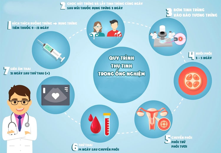 Quy trình thụ tinh trong ống nghiệm IVF áp dụng cho các cặp vợ chồng hiếm muộn mong con