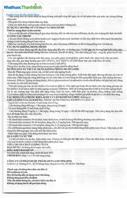 Hướng dẫn sử dụng thuốc Cefbuten 200 tờ 2