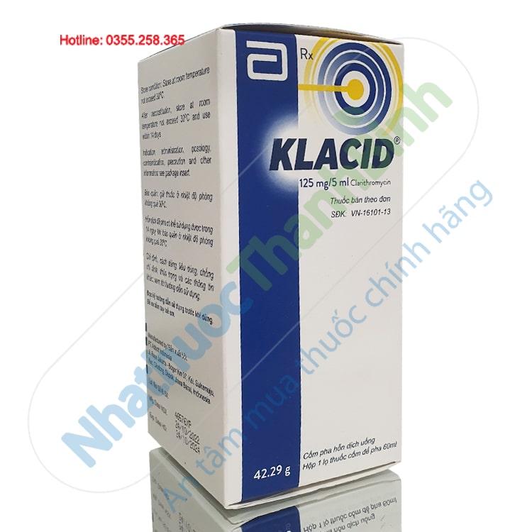 Thuốc Klacid 125mg/ 5ml Trị viêm họng, viêm phổi hiệu quả