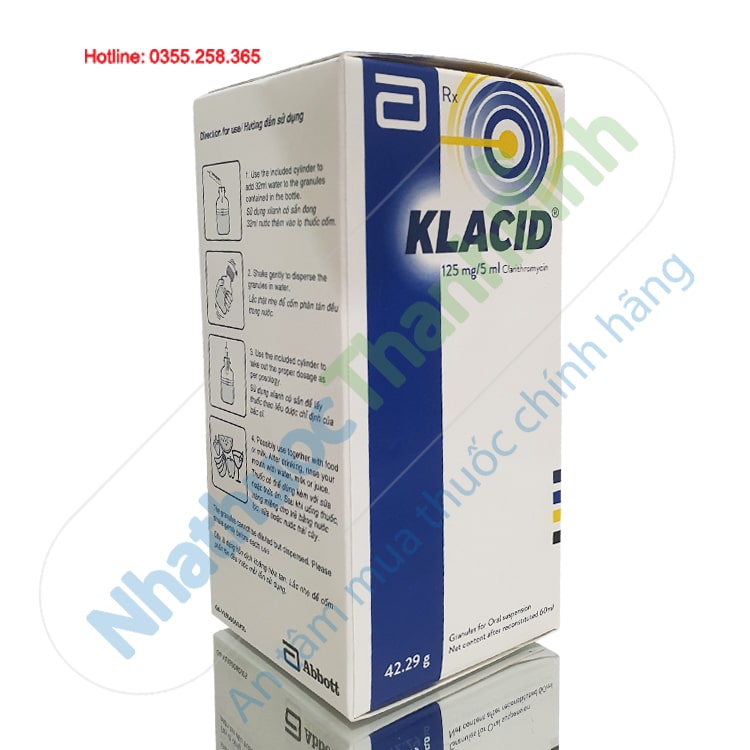 Thuốc Klacid 125mg là thuốc kháng sinh chứa hoạt chất clarithromycin
