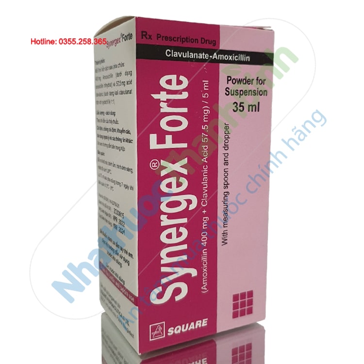 Thuốc Synergex Forte bột pha hỗn dịch chứa Amoxicillin và Clavulanic Acid