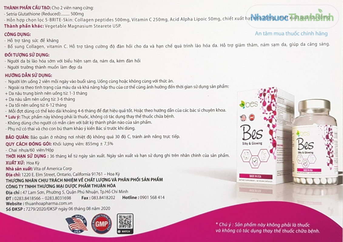 Viên uống BES Silky & Glowing bổ sung collagen vitamin C giúp tăng độ đàn hồi cho da