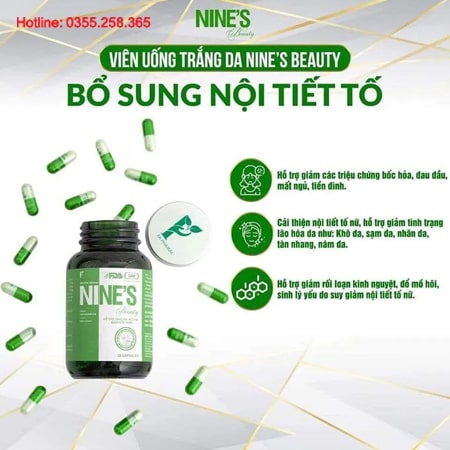 Viên uống trắng da Nine's Beauty mờ nám giảm thâm sạm da