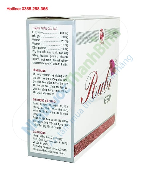 Viên uống trắng da hỗ trợ chống lão hóa da Rubi GSV hộp 60 viên