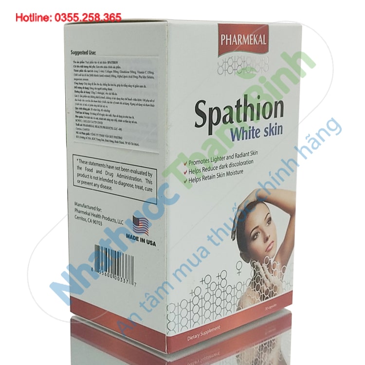 Viên trắng da Spathion White Skin Pharmekal hộp 30 viên
