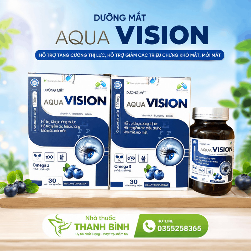 Dưỡng Mắt Aqua Vision bổ sung các dưỡng chất cho mắt, hỗ trợ duy trì đôi mắt sáng khỏe