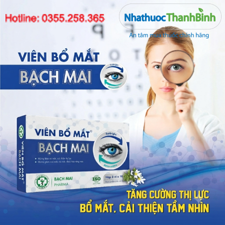Viên Bổ Mắt Bạch Mai Hỗ Trợ Bảo Vệ Mắt, Cải Thiện Thị Lực, Giảm Mỏi Mắt Hiệu Quả