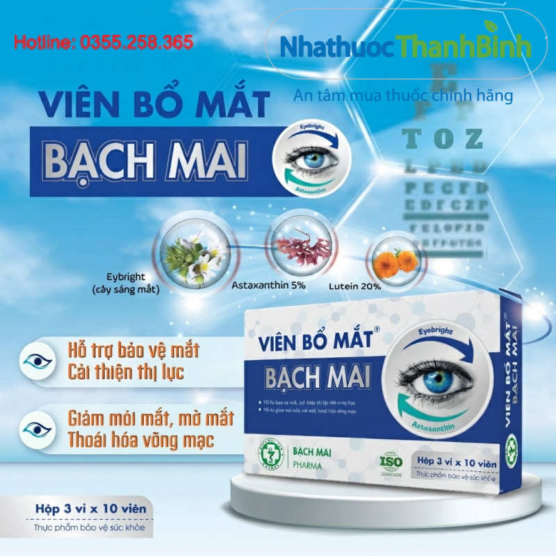 Viên Bổ Mắt Bạch Mai hỗ trợ thị lực giảm mỏi mắt hiệu quả