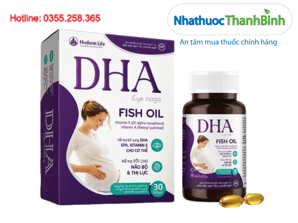 DHA Eye Naga bổ sung 200mg DHA và 40mg EPA mỗi viên, kết hợp vitamin A và vitamin E hỗ trợ não bộ, thị lực