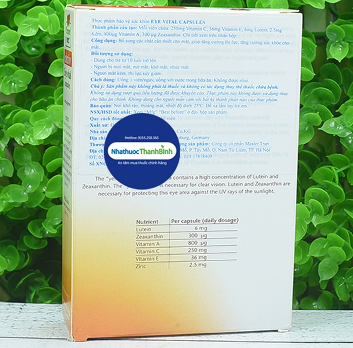 Eye Vital Capsules chứa Lutein, Zeaxathin, Vitamin A C E giúp bổ sung dưỡng chất cho mắt