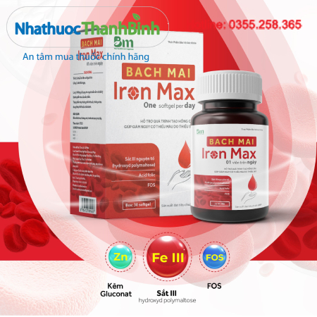 Bach Mai Iron Max – Bổ Sung Sắt, Acid Folic Hỗ Trợ Tạo Hồng Cầu, Giảm Nguy Cơ Thiếu Máu