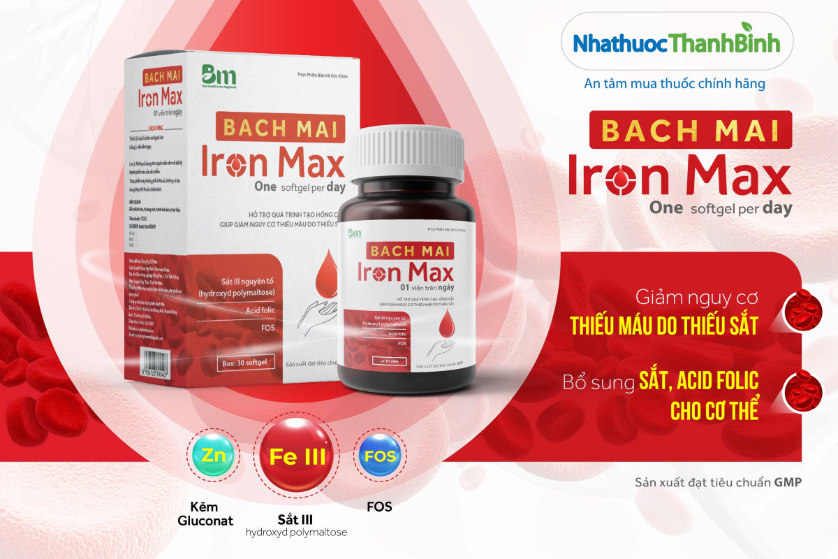 Bach Mai Iron Max hỗ trợ bổ sung sắt cho phụ nữ mang thai có chế độ ăn thiếu sắt