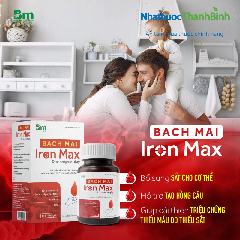 Bach Mai Iron Max hỗ trợ giảm nguy cơ thiếu máu do thiếu sắt và bổ sung acid folic