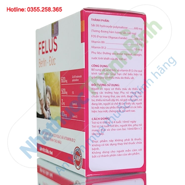 TPCN Felus Berlin - Đức hộp 20 ống hỗ trợ điều trị thiếu máu do thiếu sắt