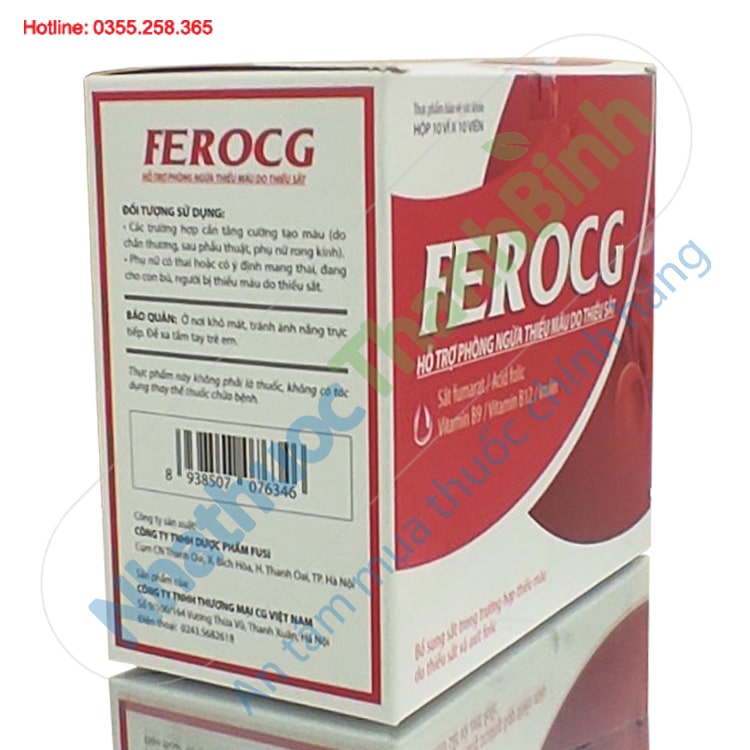 Viên uống bổ máu Ferocg hộp 10 vỉ x 10 viên