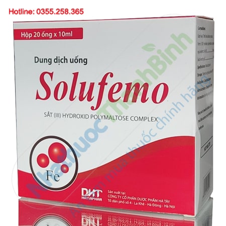Solufemo hộp 20 ống hỗ trợ điều trị thiếu máu do thiếu sắt