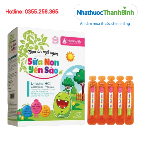 Siro Ăn Ngủ Ngon Sữa Non Yến Sào Hudson Life giúp ăn ngủ ngon hỗ trợ nâng cao sức đề kháng