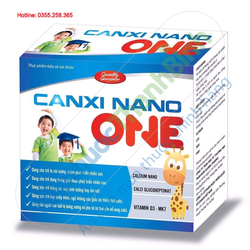 Canxi Nano One hộp 20 ống bổ sung canxi dạng nước giúp hấp thu nhanh