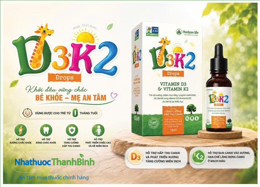 Hướng dẫn sử dụng D3 K2 Drops Hudson Life với liều dùng từ 1 đến 4 giọt mỗi ngày