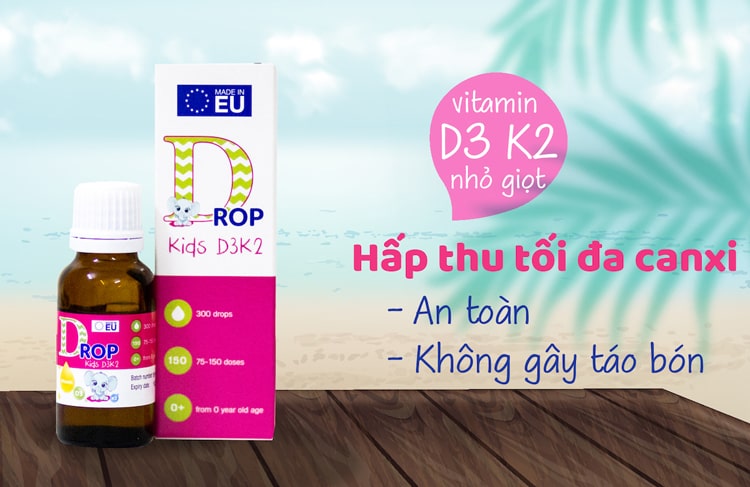 Drop kids D3K2 giúp tăng khả năng hấp thu canxi, an toàn không gây táo bón