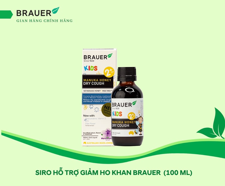 Siro trị ho khan cho bé Brauer Kids Manuka Honey Dry Cough 100ml