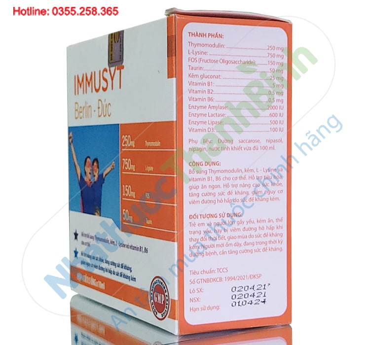 Siro Immusyt Berlin - Đức hộp 4 vỉ x 5 ống 10ml