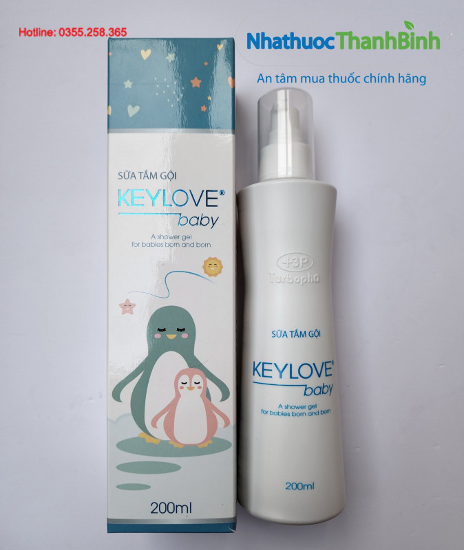 Sữa tắm gội Keylove Baby an toàn không gây khô da giúp da mềm mại sạch sẽ