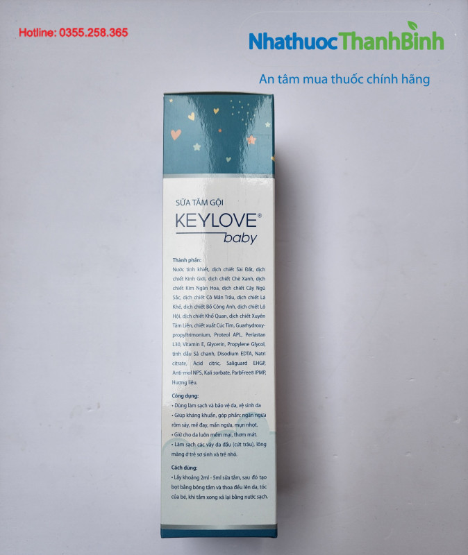 Sữa tắm gội Keylove Baby giúp làm sạch vảy da đầu lông măng ở trẻ sơ sinh