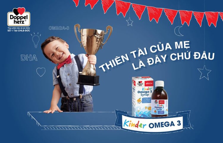 Kinder Omega 3 Syrup dùng cho trẻ thị lực yếu, kém tập trung