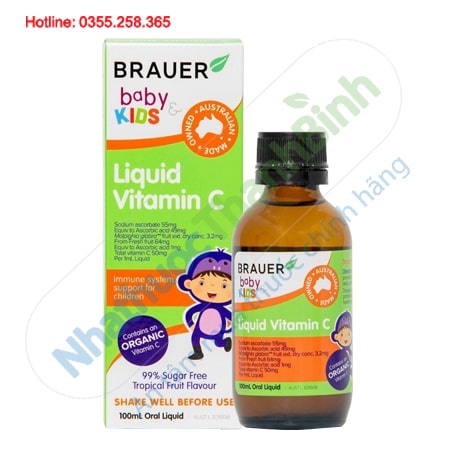 Brauer Baby Kids Liquid Vitamin C tăng sức đề kháng cho trẻ