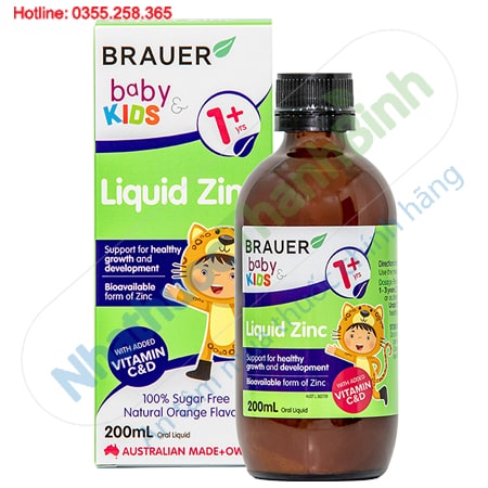 Brauer Liquid Zinc bổ sung Kẽm Vitamin C, Vitamin D3 cho bé