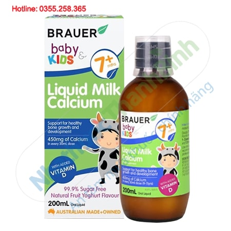 Canxi dạng sữa Brauer Liquid Milk Calcium 200ml cho trẻ