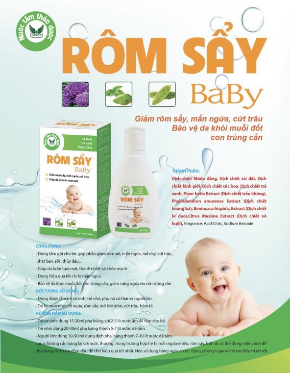 Rôm sẩy Baby giúp hỗ trợ bảo vệ da khỏi muỗi đốt côn trùng cắn
