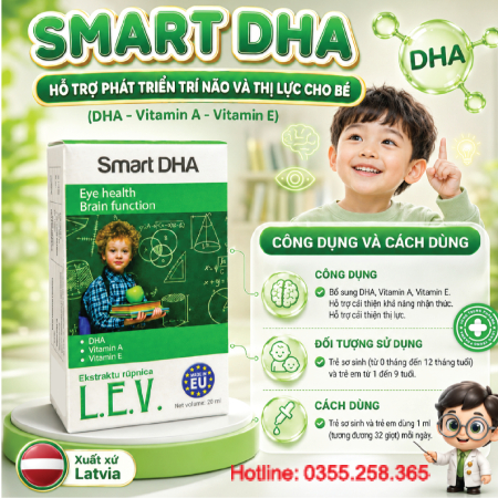 Smart DHA 20ml L.E.V hỗ trợ phát triển não bộ cải thiện thị lực cho trẻ