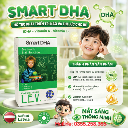 Smart DHA 20ml L.E.V hỗ trợ phát triển não bộ cải thiện thị lực cho trẻ