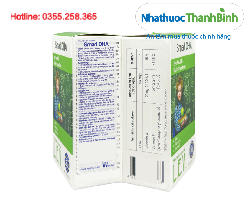 Smart DHA bổ sung DHA, vitamin A và vitamin E hỗ trợ sức khỏe thị giác cho trẻ