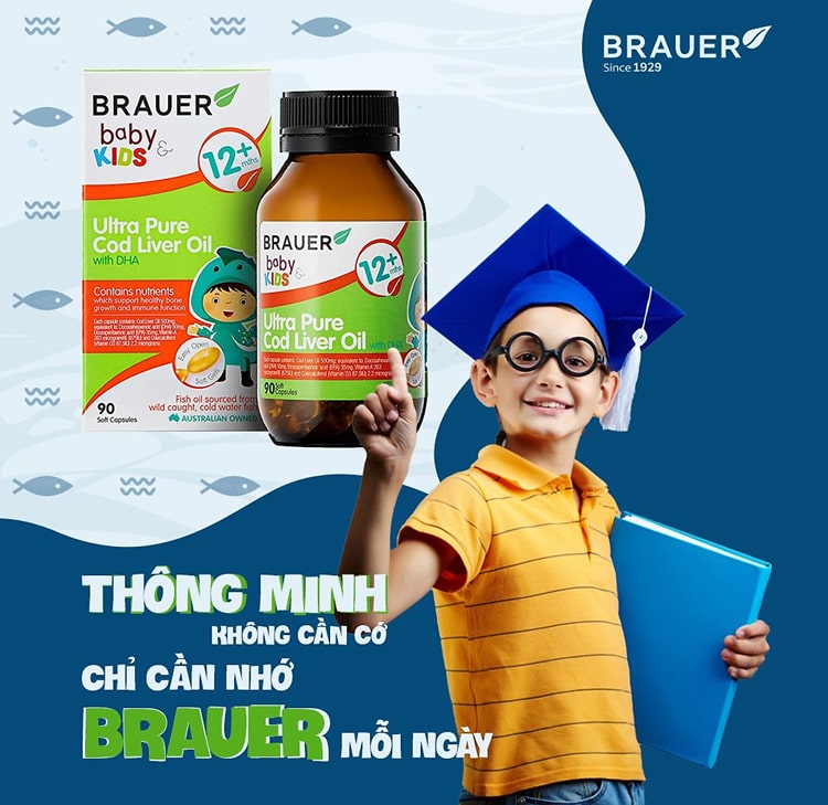 Brauer Ultra Pure Cod Liver Oil with DHA giúp hỗ trợ phát triển não bộ cho trẻ