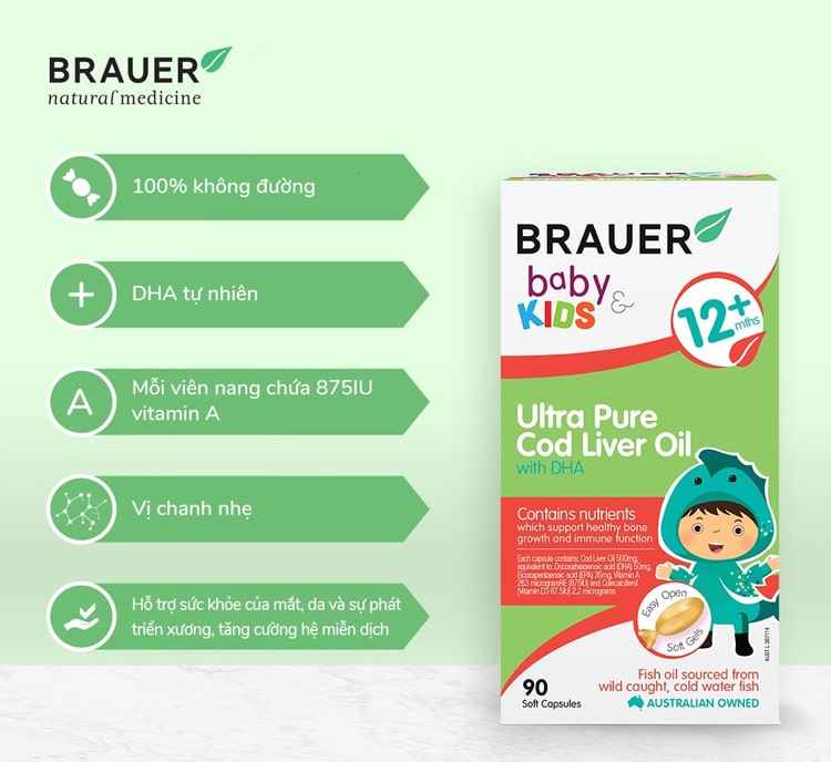 Ưu điểm của Brauer Ultra Pure Cod Liver Oil with DHA