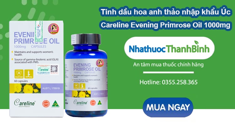 Mua tinh dầu hoa anh thảo Careline Evening Primrose Oil 1000mg chính hãng tại Nhà thuốc Thanh Bình